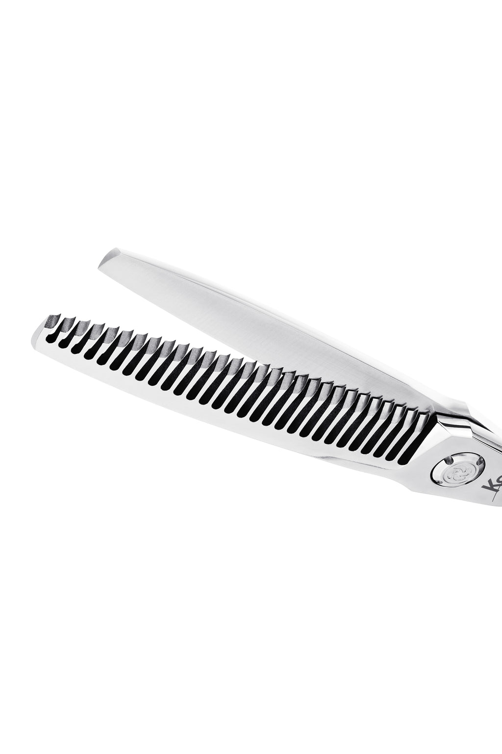 Dettaglio denti Reverse Blade sfoltitrice Kamisaki Tenkou per sfumature
