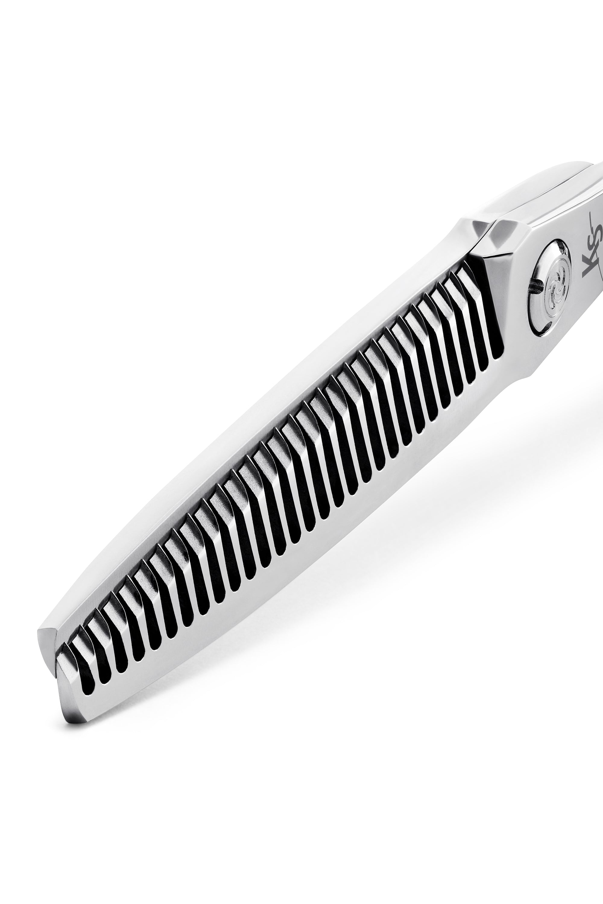 Dettaglio denti Reverse Blade sfoltitrice Kamisaki Tenkou per sfumature