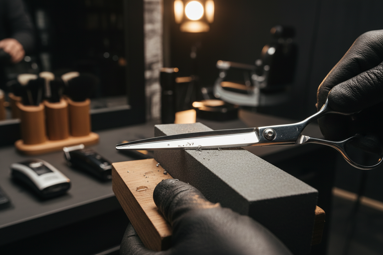 Servizio di affilatura professionale Kamisaki per forbici da parrucchiere e barbiere, con ritiro e consegna a domicilio inclusi.